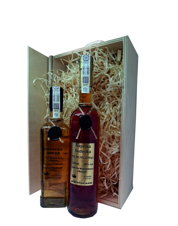 Wódka Dąbkówka 500ml Napitka Pigwowcówka 500ml zestaw prezentowy w skrzynce