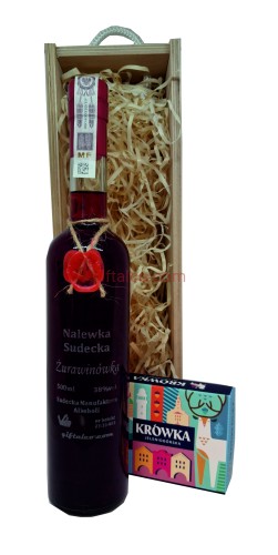 Napitka Żurawinówka 500ml Krówka Jeleniogórska 4szt zestaw prezentowy w skrzynce