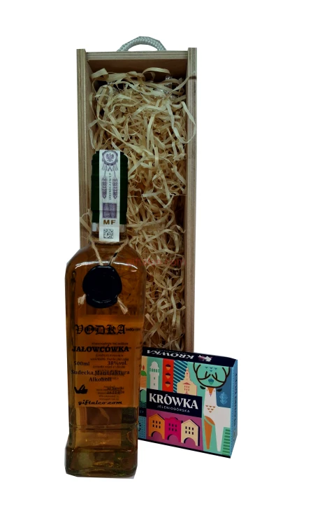 Wódka Jałowcówka 500ml Krówka Jeleniogórska 4szt zestaw prezentowy w skrzynce